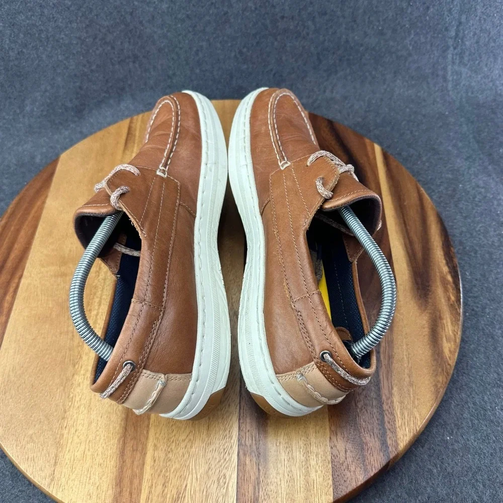 Cole Haan Grand 360 Boat Loafers Shoes Brown White Leather Size 9.5 C32209